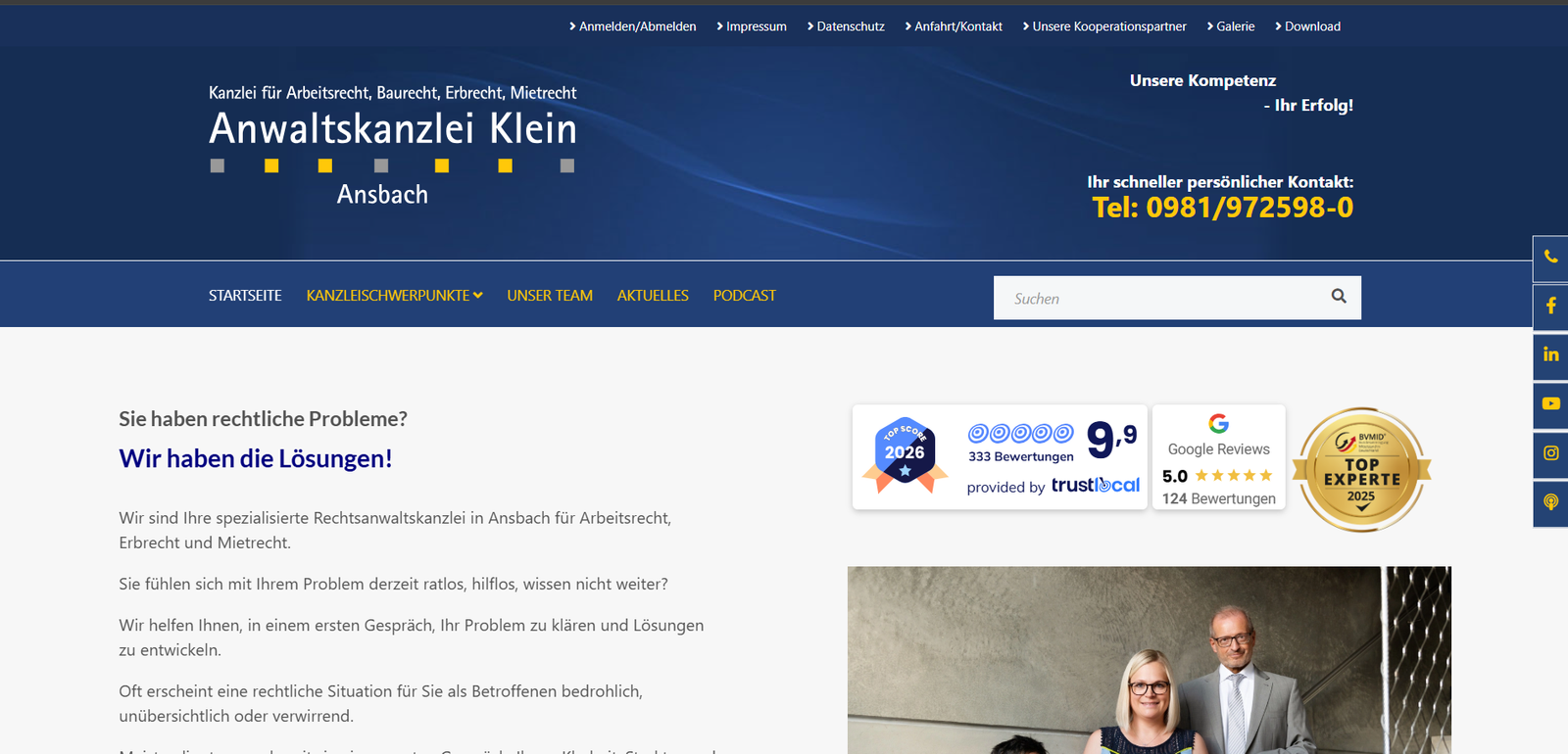 Anwaltskanzlei Klein website preview