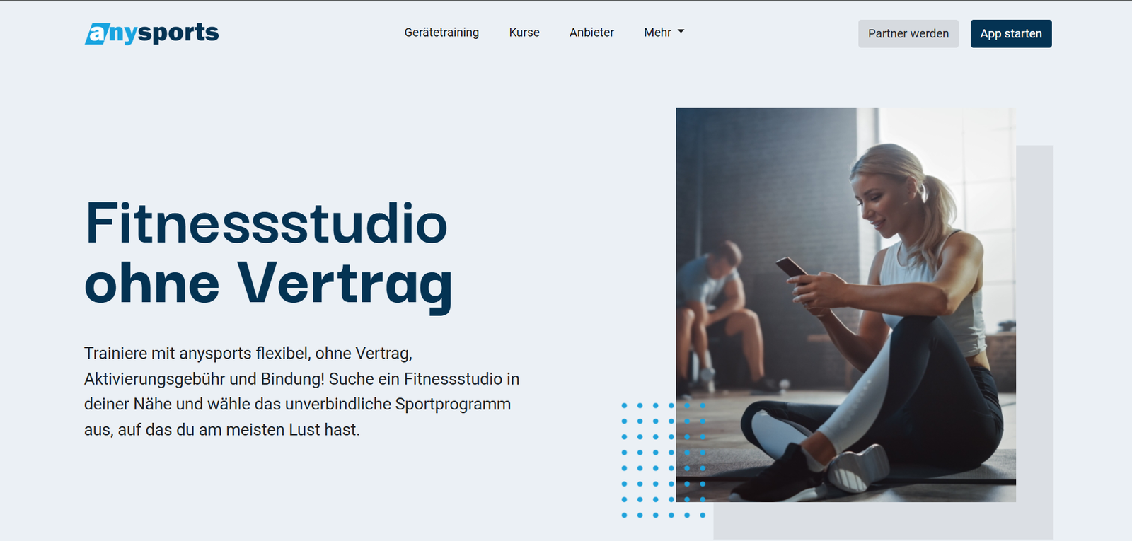 AnySports Fitness Studios website preview
