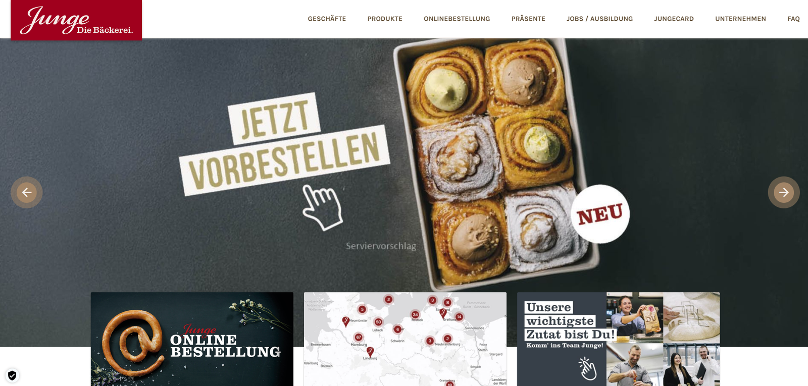 Junge Die Bäckerei website preview