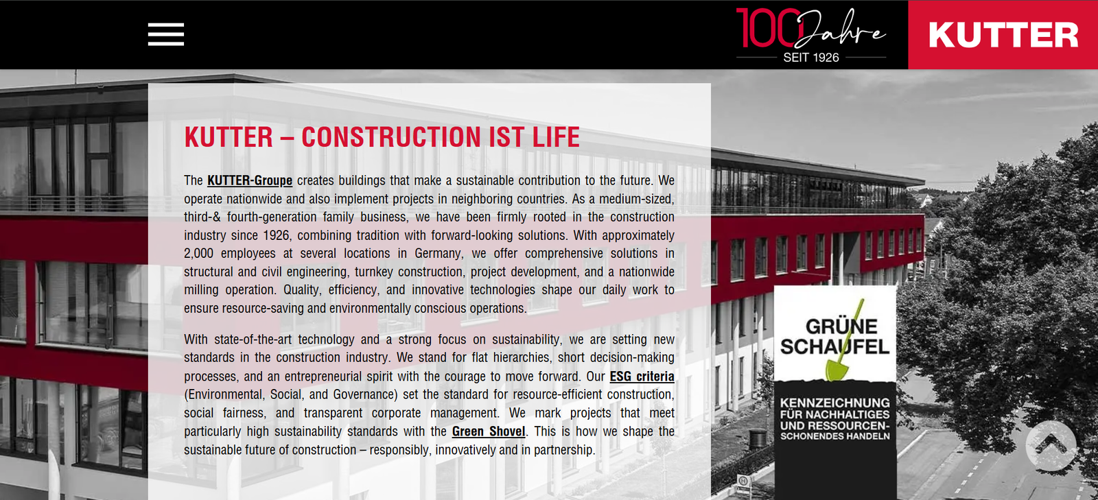 Kutter Baugruppe website preview
