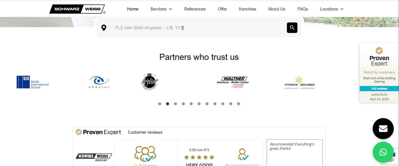 Schwarz-Weiß Reinigung website preview
